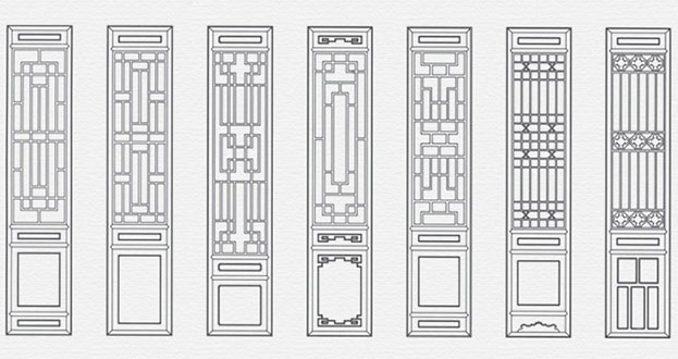 尉氏常用中式仿古花窗图案隔断设计图